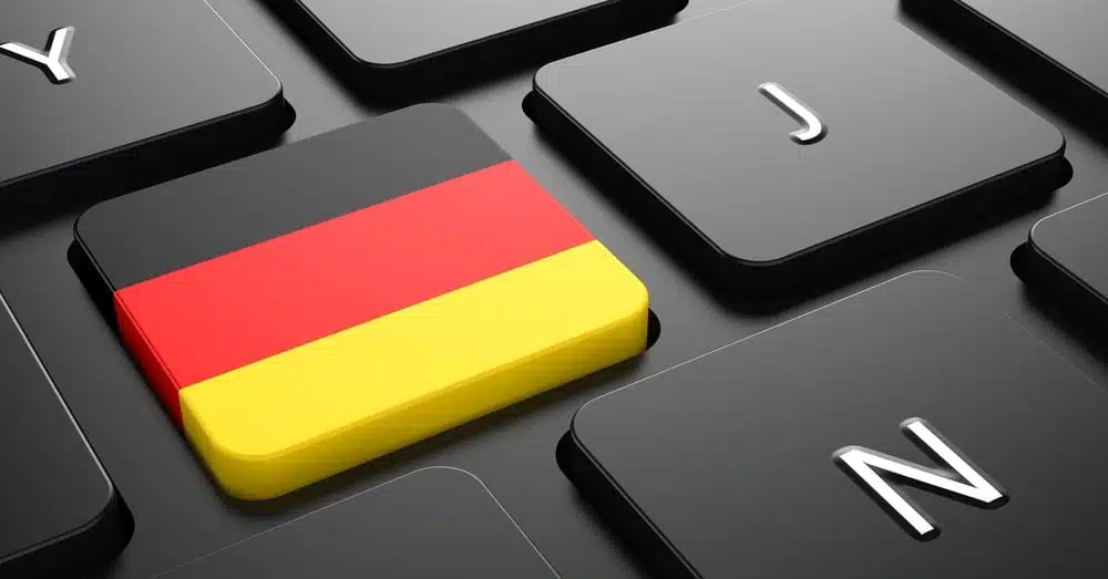Flag of Germany Button on Black Computer Keyboard. 1